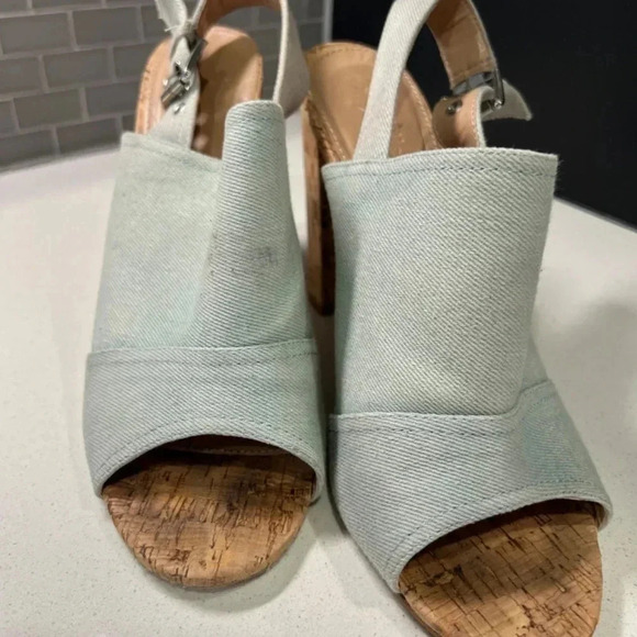 Charlotte Russe Denim Wedge Heels Size 10 - Picture 5 of 5